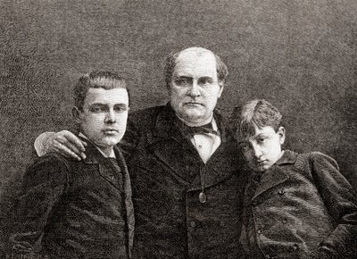 Principe Napoleone Bonaparte con i suoi due figli Victor e Louis, da The Century Illustrated Monthly Magazine, pubblicato nel 1884 da H. Velten